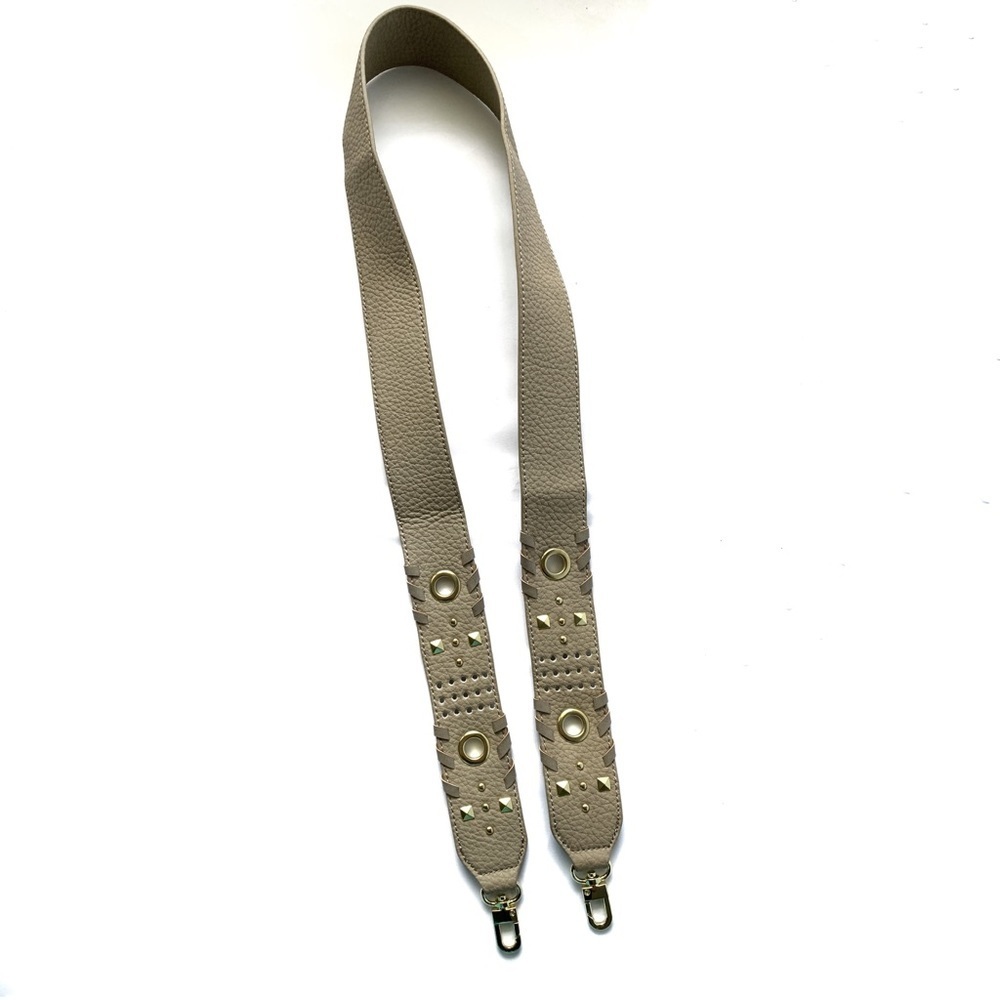 Grey Faux Leather Gold Studd Removable Purse Strap